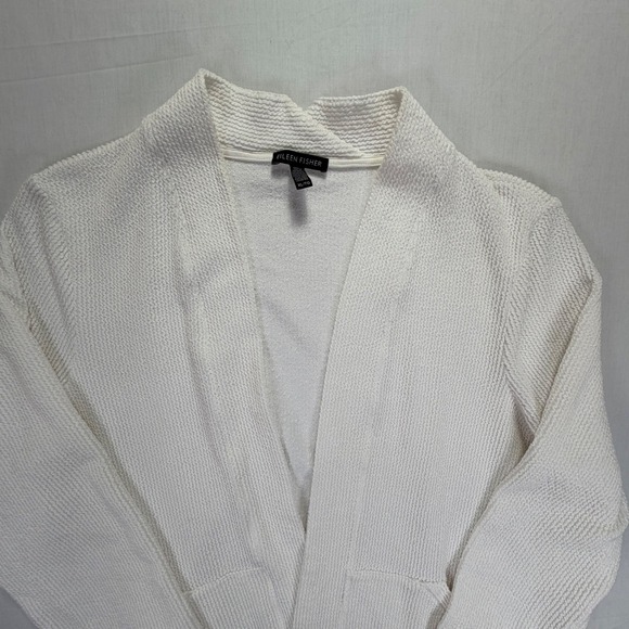 Eileen Fisher Sweaters - Eileen Fisher White Textured Knit Open Front Cardigan‎ Sweater XL